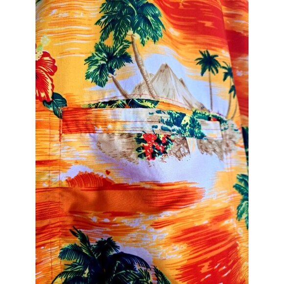RIMA Men's 3XL Multicolor Tropical Floral Orange Hawaiian Aloha S/S Shirt - Picture 6 of 7